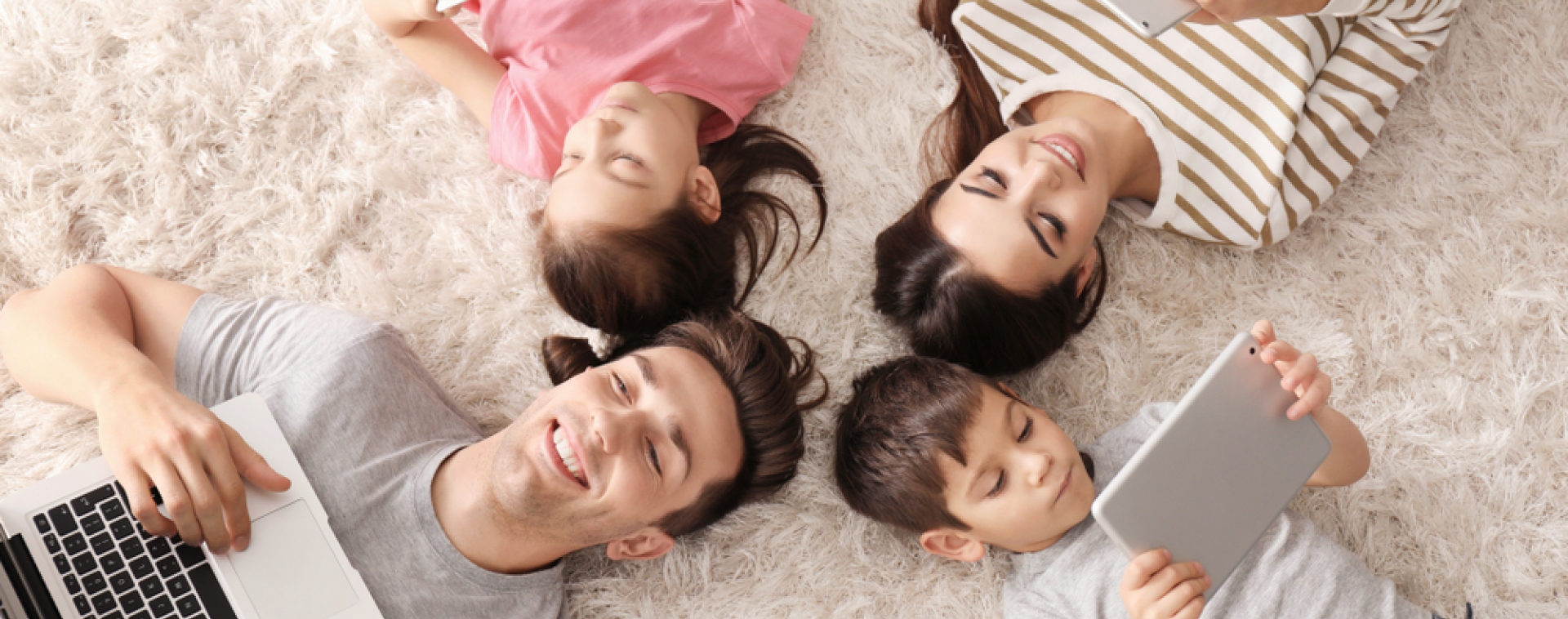 family with tablets